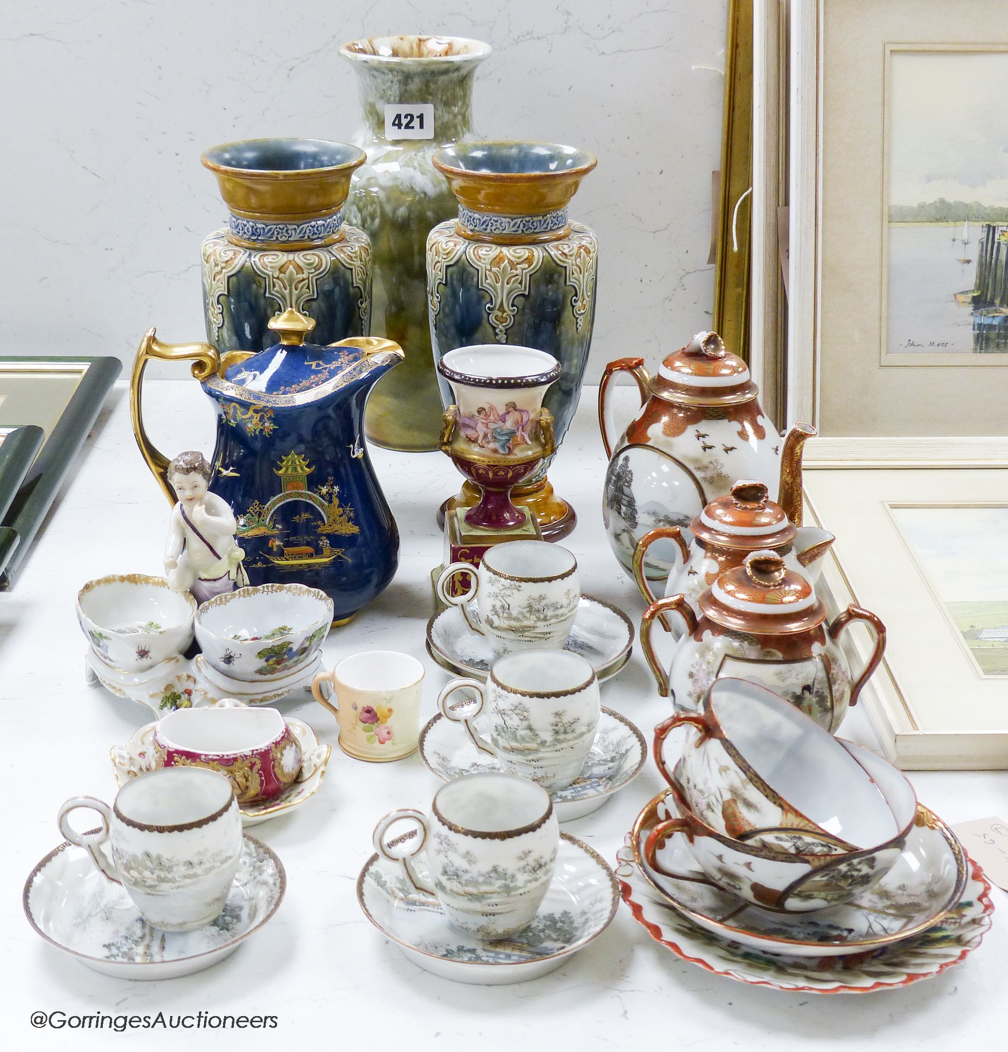 A pair of Royal Doulton vases, a Carltonware jug and other Worcester, Rosenthal and mixed ceramics